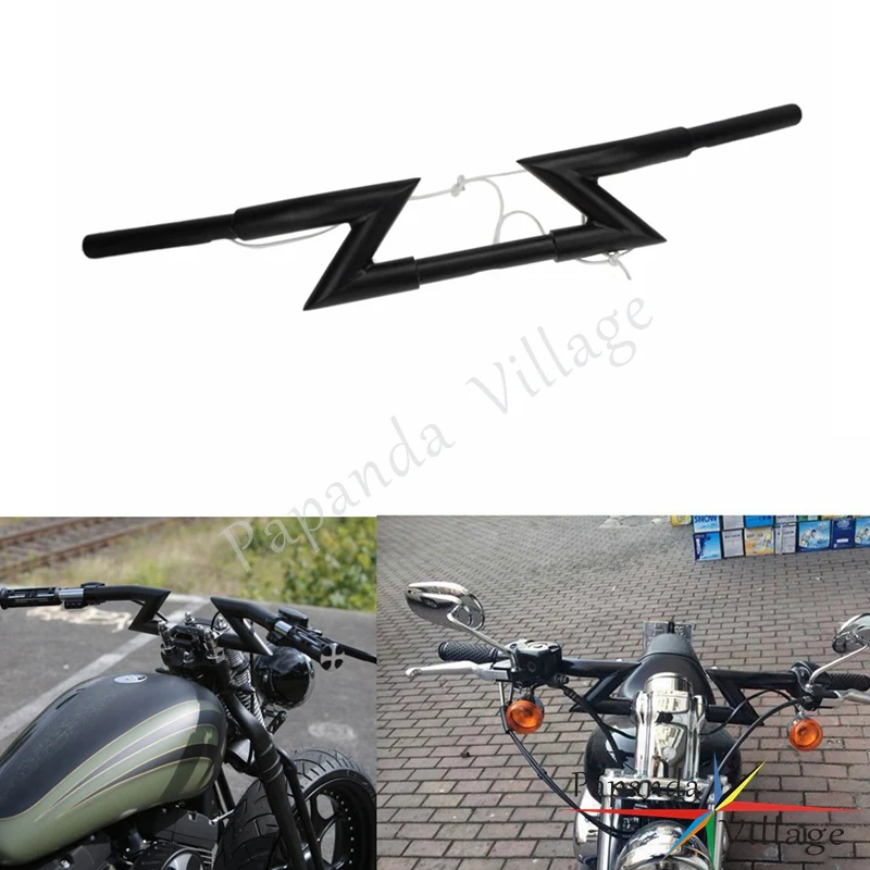 

Papanda Motorcycle Matte Black 1" Z Bars Handlebar Drag Bar Custom for Harley Softail Dyna XL Sportster Chopper Bobber