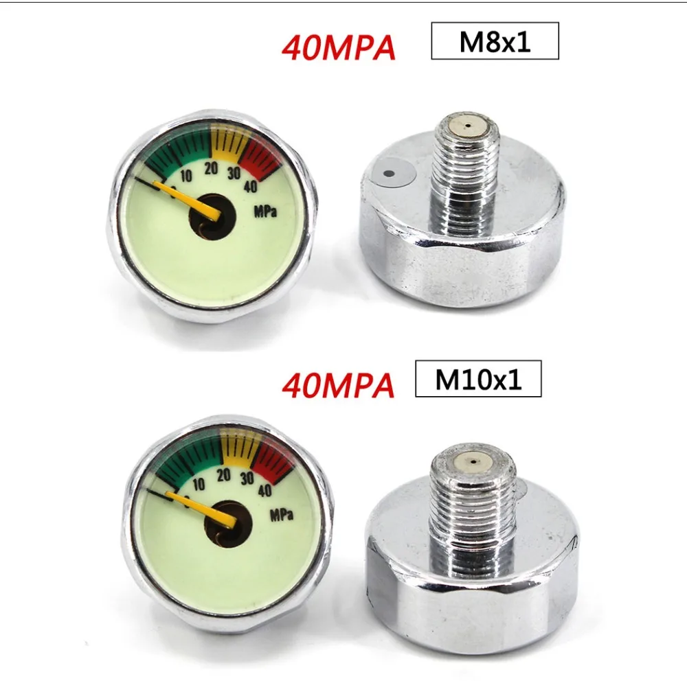 PCP Пейнтбол Airforce насосный клапан с фокусным расстоянием 25 мм M8x1 M10x1 1/8NPT 1/8BSPP 1 дюйм Мини Давление датчик Подводное манометр 20mpa 30mpa 40mpa