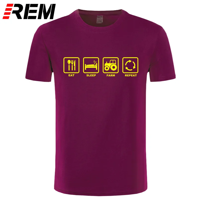 REM, брендовая одежда, едят сон, ферма, повторяют фермеры, фермерский трактор, забавная футболка, футболка, Мужская хлопковая футболка с коротким рукавом, топ, рубашка - Цвет: 13