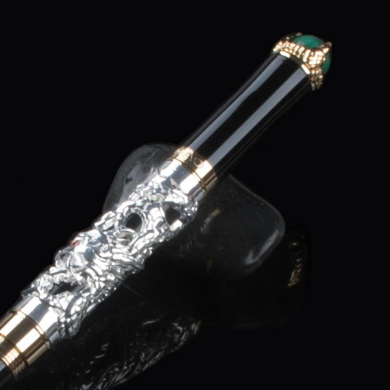 Jinhao роскошный 3D Ручка драконье перо гравировка высокого качества лучший металлический круглый ролик ручки для письма заправка Лучший Дизайнер гелевые ручки