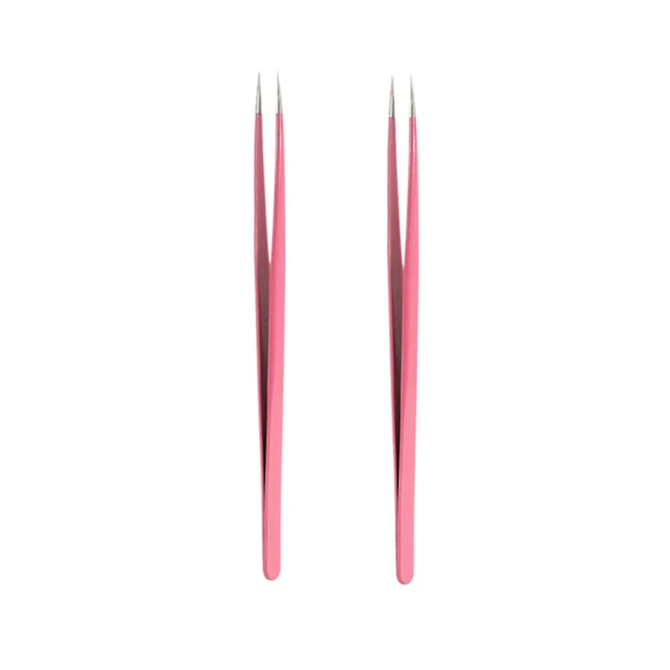 2 PCS Straight 2 шт. пинцеты прямые, изогнутые для наращивания ресниц высокоточные Vetus щипцы для бровей пинцеты для маникюра инструмент для кусачек - Цвет: 2 PCS Straight
