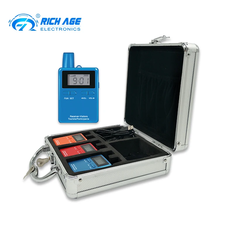 

RichiTek Listen Tour Guide System Portable 1 передатчик + 2 приемника для гида с микрофоном для гарнитуры
