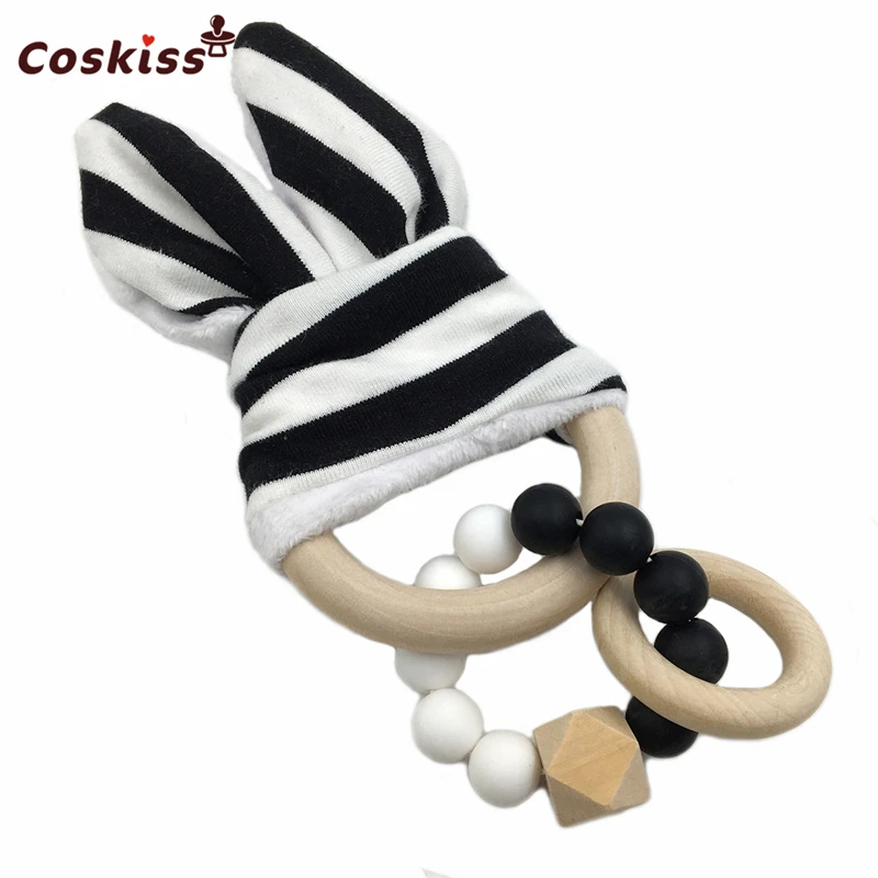 

Baby Accessories Bunny Ear Organic Silicone Teether Beads Food Grade Materials DIY Jewelry Nursing Bracelet