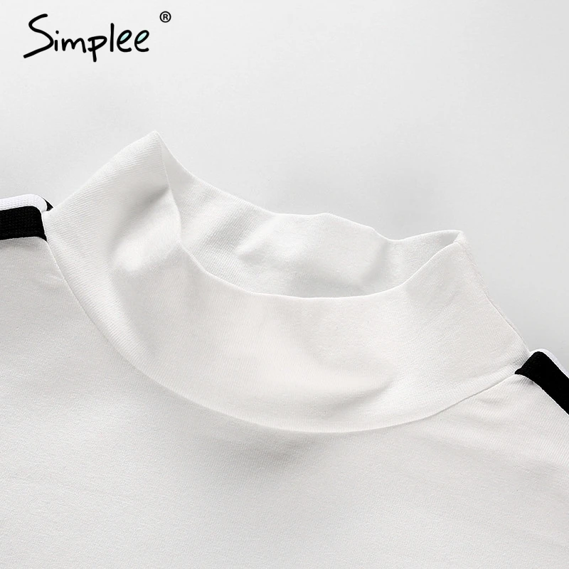 Simplee Водолазка с длинным рукавом женские хлопковые топы боковой полосой персонаж