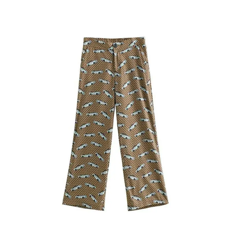cartoon print Tangada, женские винтажные длинные штаны с мультяшным принтом, Модные Ретро Женские повседневные удобные брюки, mujer BE305 - Цвет: cartoon print