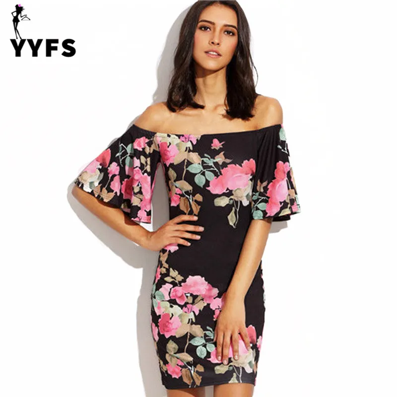 Летние Тонкий Bodycon платье 2017 одежда женские Короткие Flare рукавом многоцветный