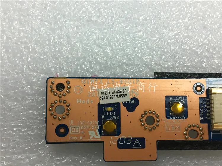 

Original Power & Media Button Board for Lenovo Y580 Y480Y580N Y580A Y585 QIWY3 LS-8001P Switch board