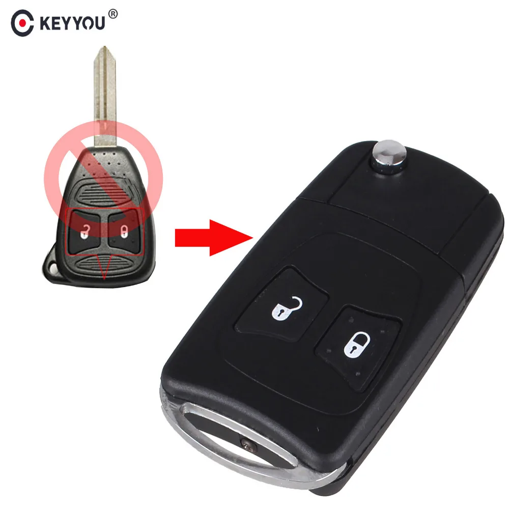KEYYOU 2 кнопки модифицированный флип Автомобильный ключ пустой для Chrysler Aspen Dodge Jeep