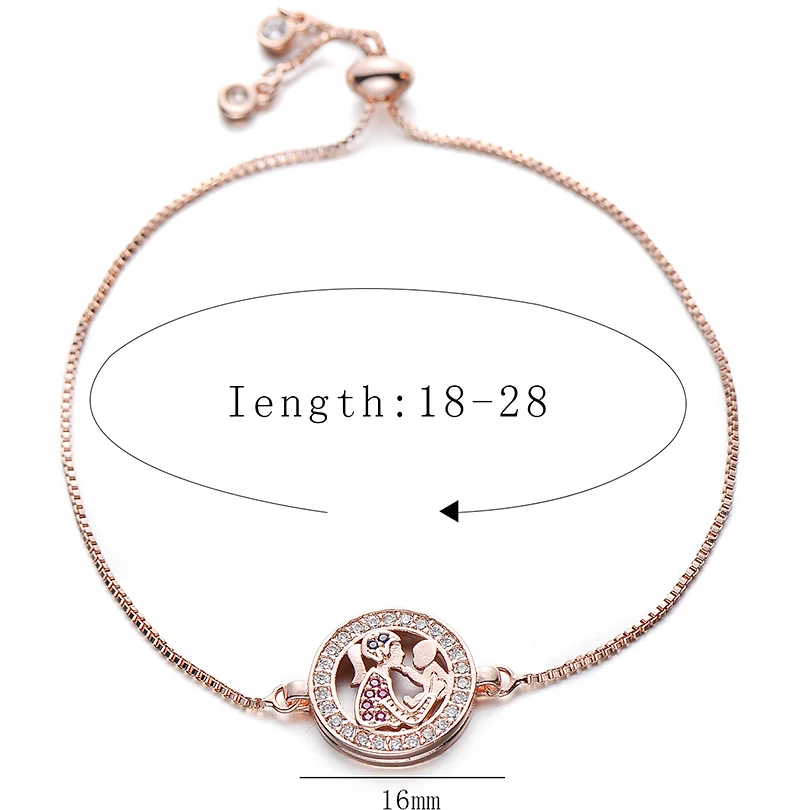 Женский браслет с цепочкой Pipitree Круглый подвеской из кубического циркония