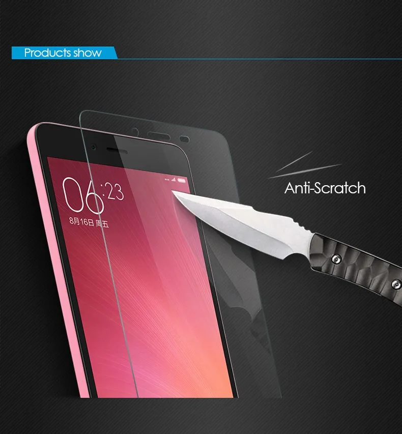 2 piezas de vidrio Xiaomi Redmi Note 2 Protector de pantalla de vidrio templado para Xiaomi Redmi Note 2 pel&iacute;cula de vidrio Redmi note 2 WolfRule-0