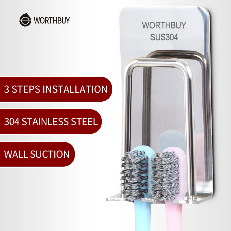 WORTHBUY креативный держатель для зубной щетки 304 из нержавеющей стали держатель зубной щетки настенный держатель для зубной пасты аксессуары для ванной комнаты