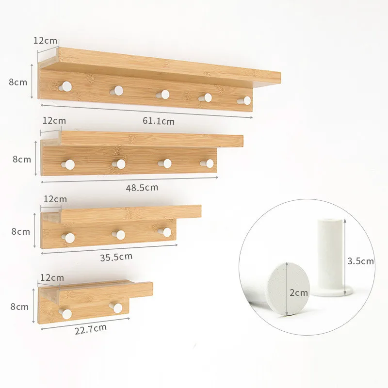 

1Pcs Creative Multifuncational Wall Hanging Solid Wood Hanger Rack Fashion Simple Living Room Bedroom Storage Rack Multi-Size