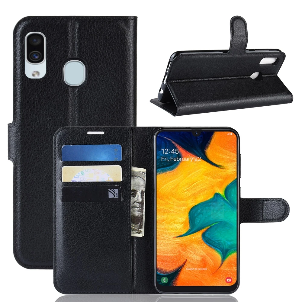 Кожаный чехол A30 для Samsung Galaxy A20 откидной Чехол с бумажником подставкой отделением