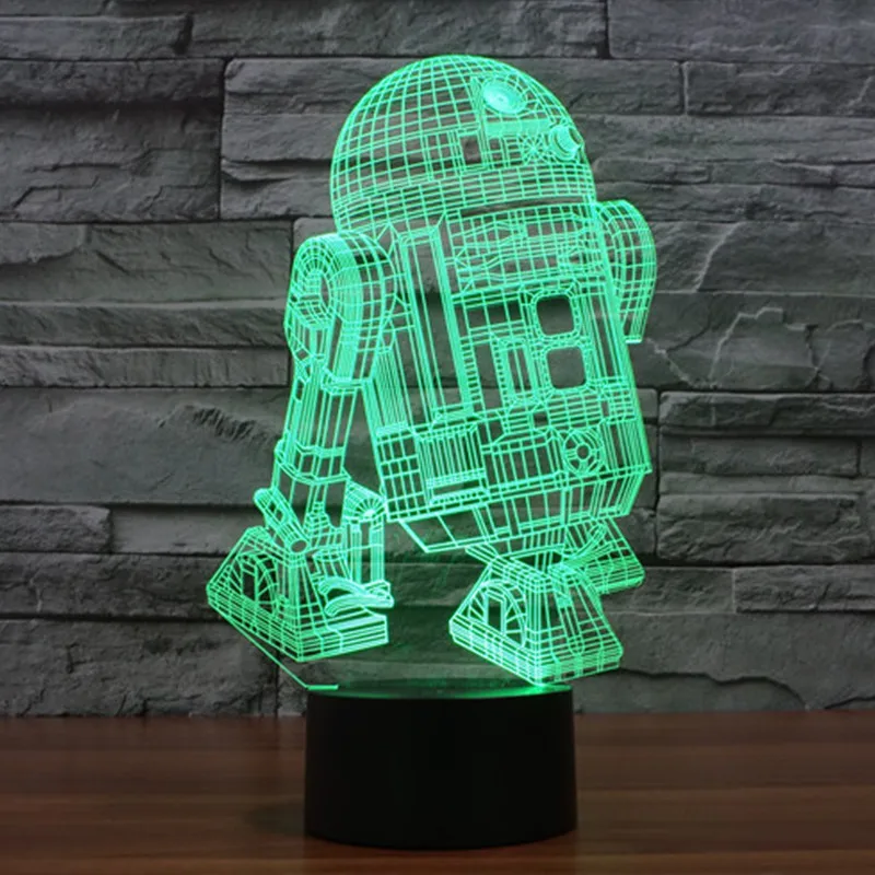 Звездные войны 3D Иллюзия Атмосферу Праздника Декоративные Дети подарок R2D2 Робот