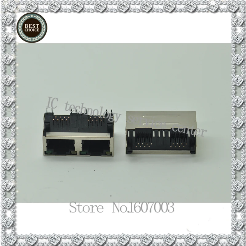 RJ45 socket 1X2 with light 1 * 2 network interface female port 56 / 8P8C shielding | Электронные компоненты и