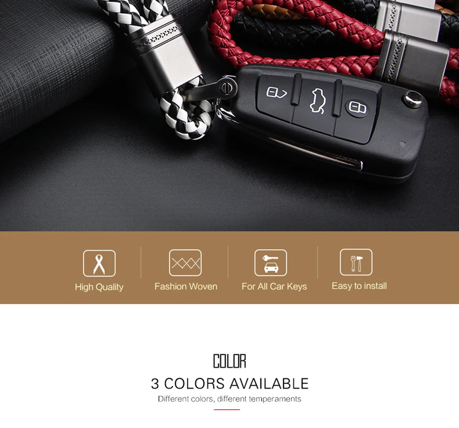 KUKAKEY ручной тканый автомобильный брелок для ключей VW MG Mitsubishi Mustang Opel peugeot Porsche Jeep автомобильный брелок для ключей