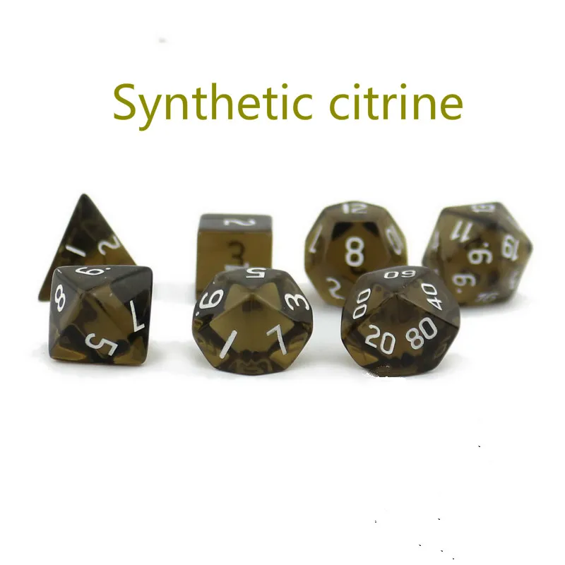 

High-end Dragon and Dungeon D20 System Synthesis Tea Crystal Multi-faceted Digital Dice 7 Sets Stable Antai