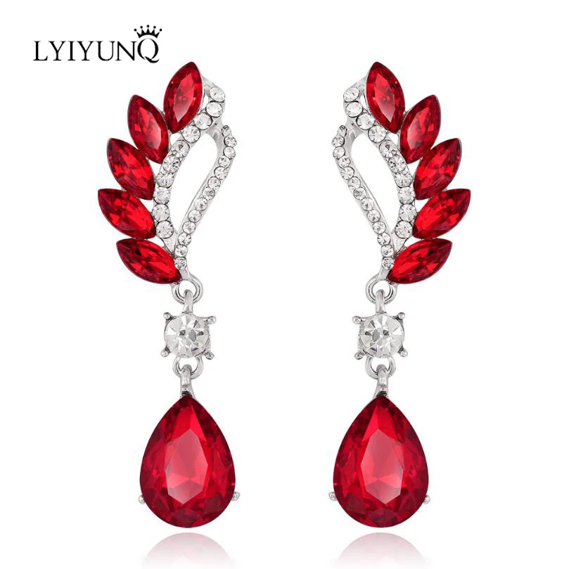 LYIYUNQ Европа и Америка Мода Темперамент Кристалл Украшения Длинные Серьги Для Женщин Вода Капля Большая Серьга