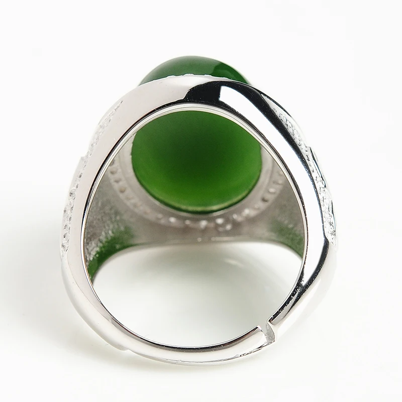 Высококачественная атмосфера для мужчин и женщин натуральное и Hetian jade Jasper инкрустированное серебряное кольцо 925 выдвижное нефритовое кольцо