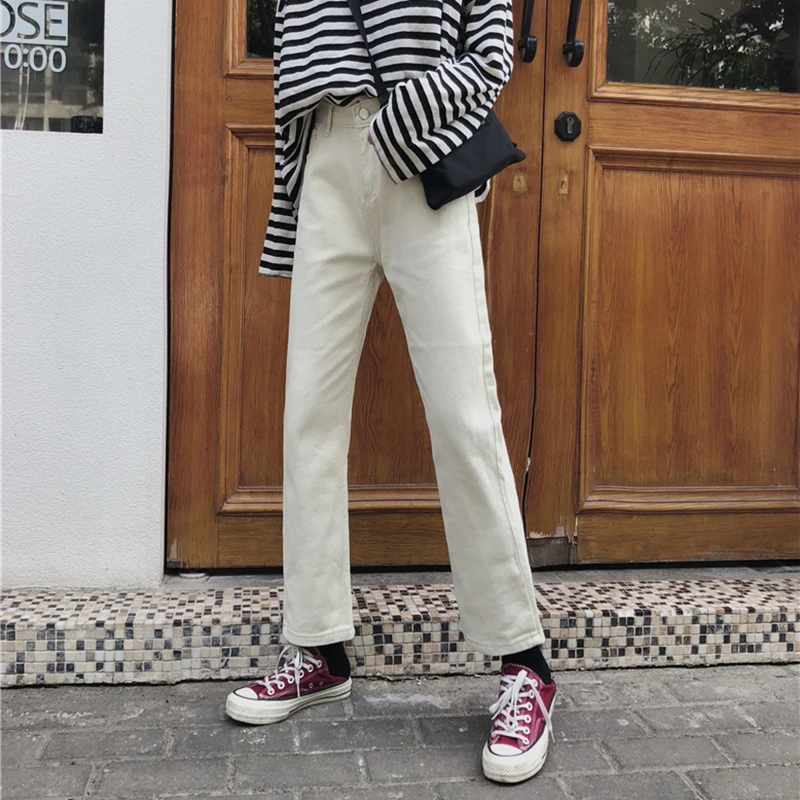High Waist Jeans Women Boyfriend Casual Wide Leg Denim Pants White Loose Straight Jean Vaqueros Mujer Trousers |