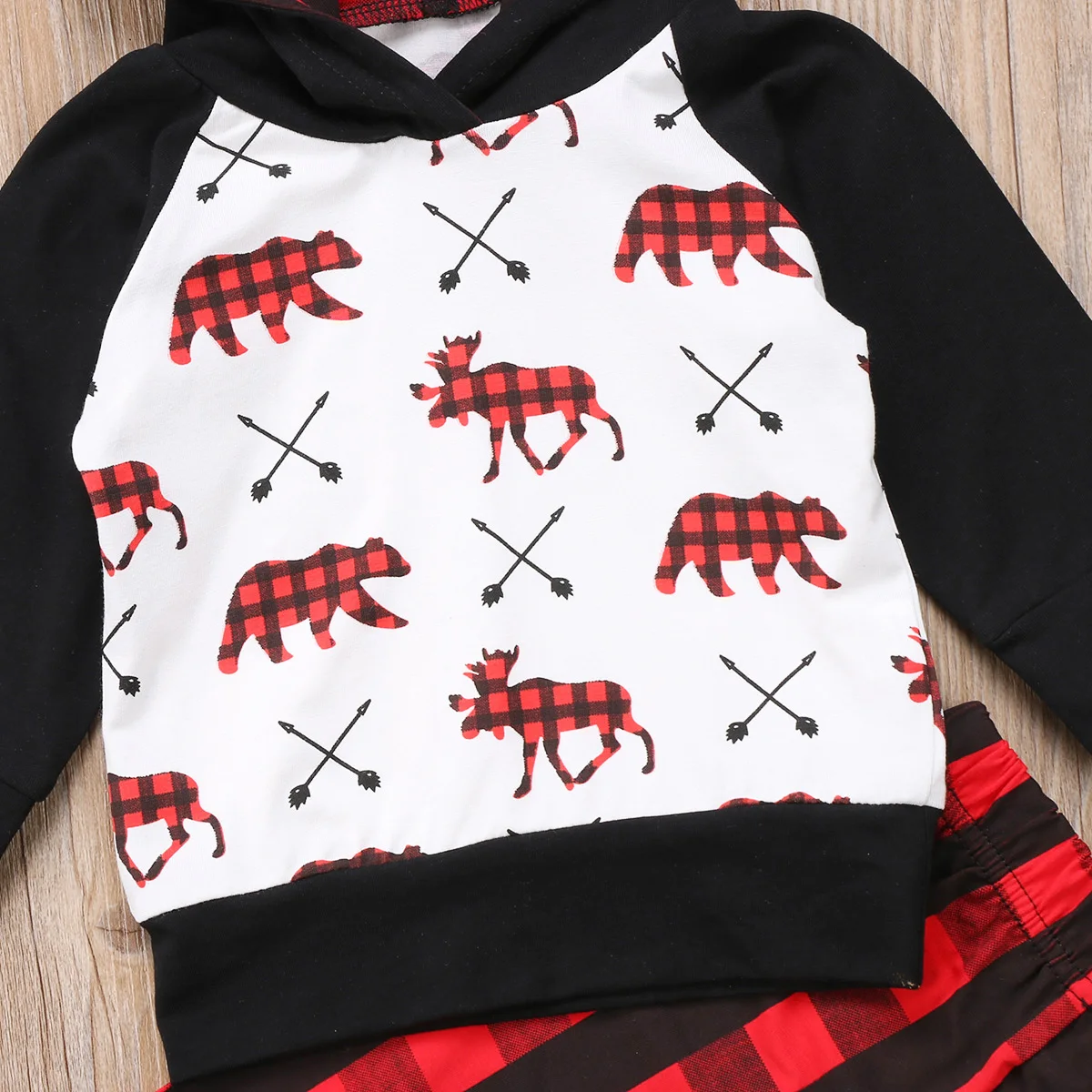 2018 Newborn Infant Baby Boy Girl Hoodies Tops Plaid Pants Cartoon 2Pcs Outfits Anime Deer Set Christmas Xmas Clothes 45 | Детская