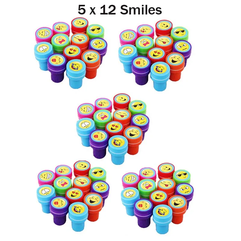 5 x 12 Smiles Ассорти Подарочные игрушки штамп подарки дети 60 шт Goodie сумки карнавальные призы праздничные вечерние принадлежности наполнители для пиньяты - Цвет: 5 x 12 Smiles