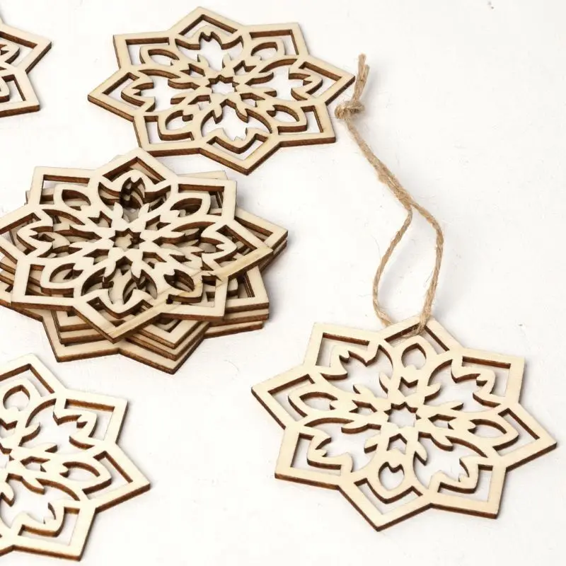 DIY деревянный кулон ИД Мубарак висящий с льняными веревками украшение дома полый