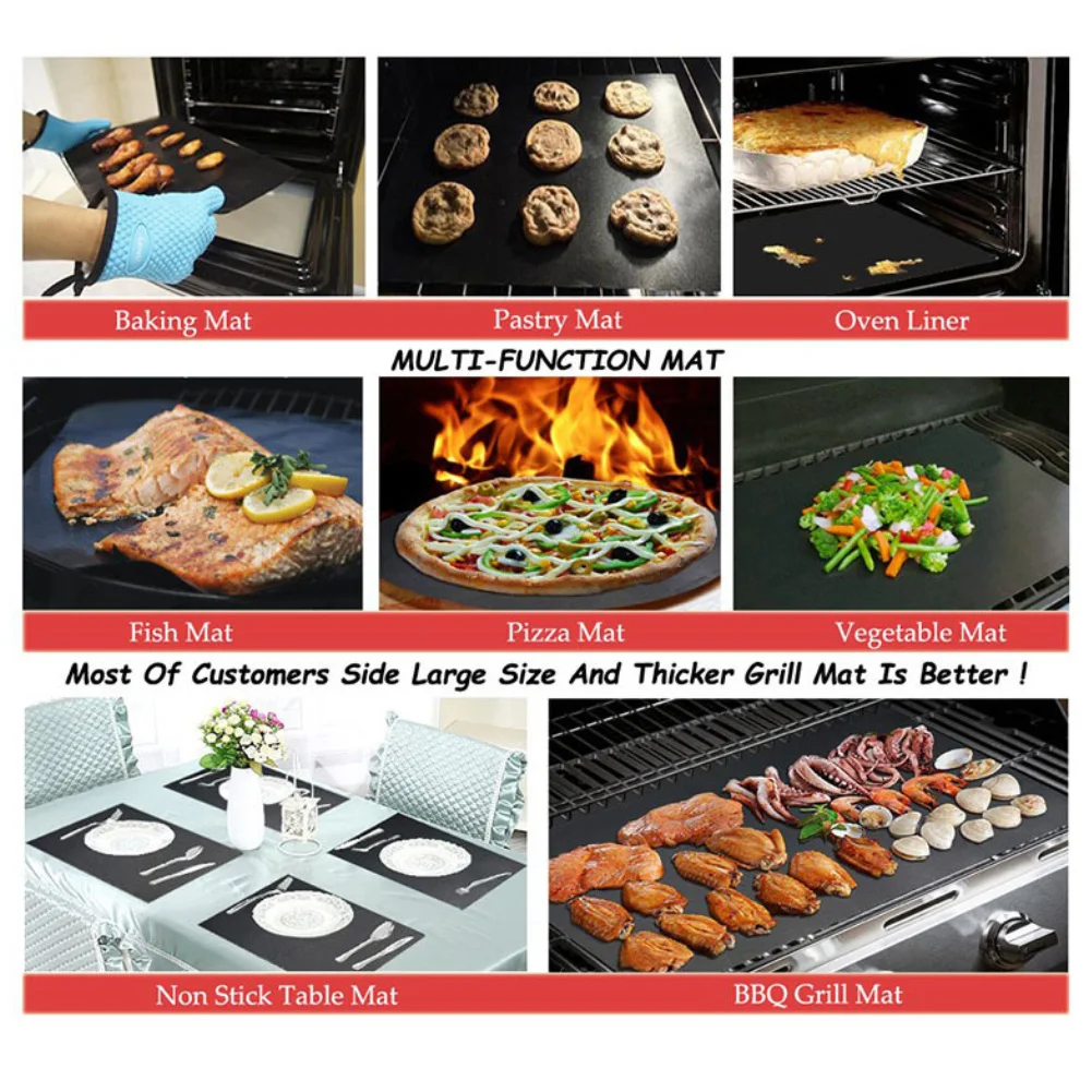 3 шт многоразовые прямоугольные не липкие духовка барбекю коврики для гриля муки