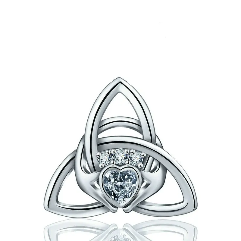 only pendant EUDORA уникальное 925 пробы Серебряное ожерелье с подвеской Claddagh модное ювелирное изделие с узлом для женщин детский подарок маме на день рождения D177 - Окраска металла: only pendant