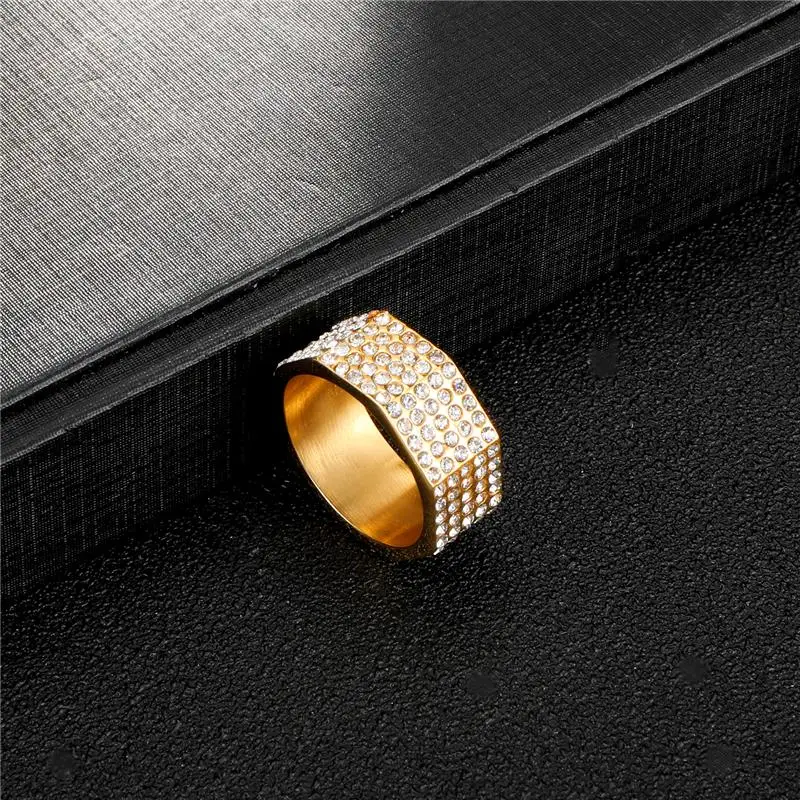 Нержавеющая сталь микро проложить Стразы золотого цвета Iced Out Bling Квадратные
