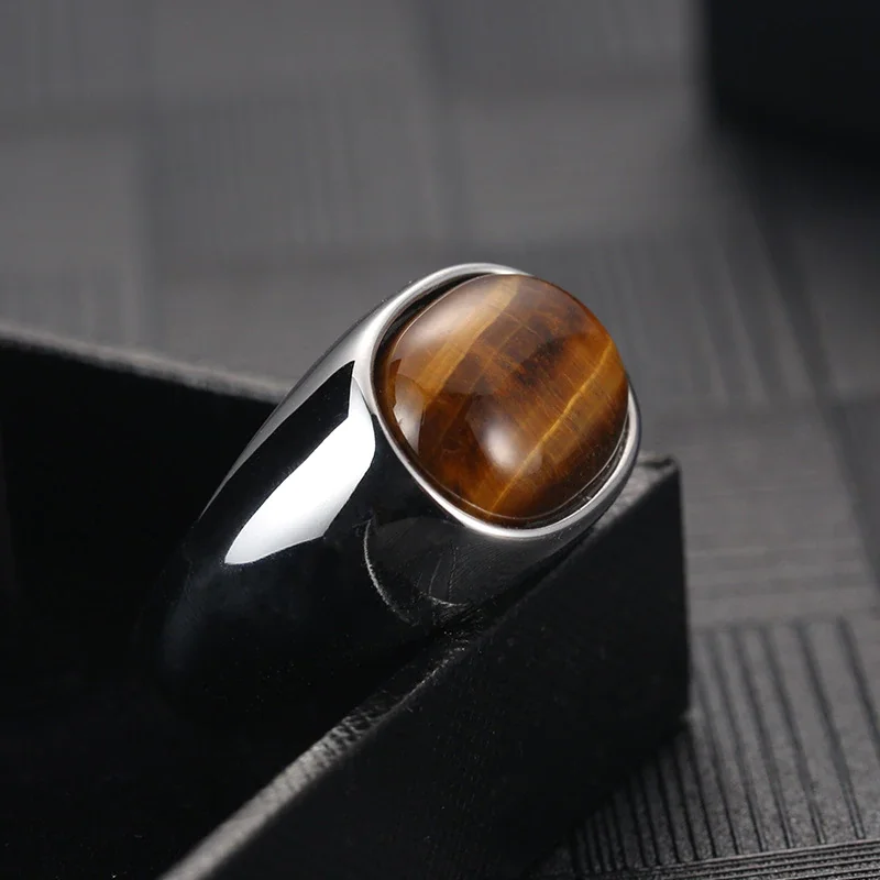 Очаровательное коричневое кольцо с камнем из нержавеющей стали красивое модное