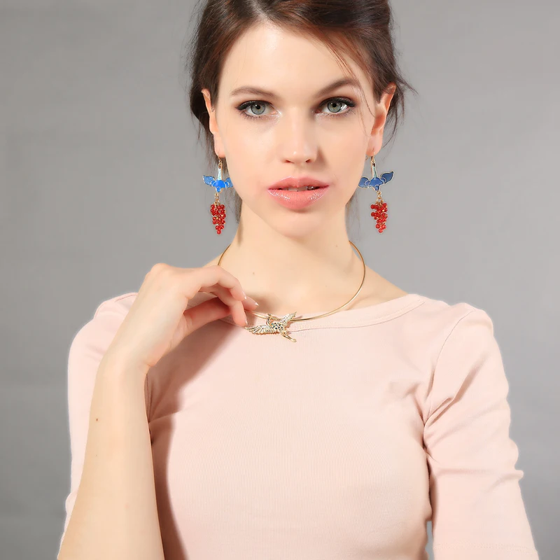 Вечерние серьги с эмалью в виде птицы и фруктов 2018|earrings acrylic|earring hookfruit glue |