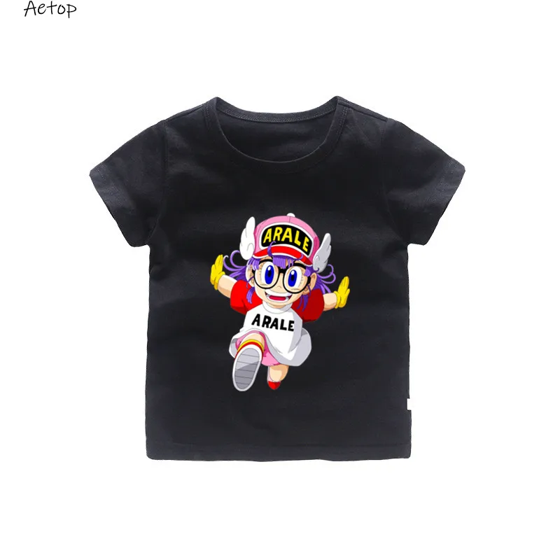 От 2 до 12 лет дети Arale футболка с принтом для маленьких мальчиков/девочек короткий