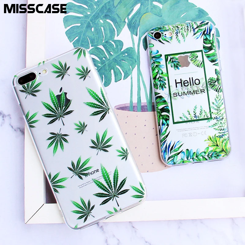 MISSCASE силиконовый чехол для телефона iPhone X 7 8 плюс листьев ясно coque Apple 6 6s 5 5S SE Дело
