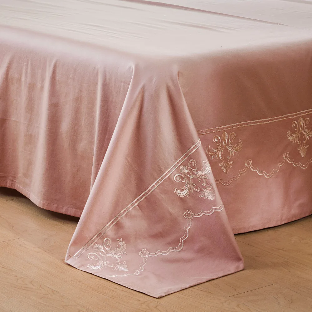 Французский Египетский хлопок 800TC сатин вышивка кружева Свадебный Комплект