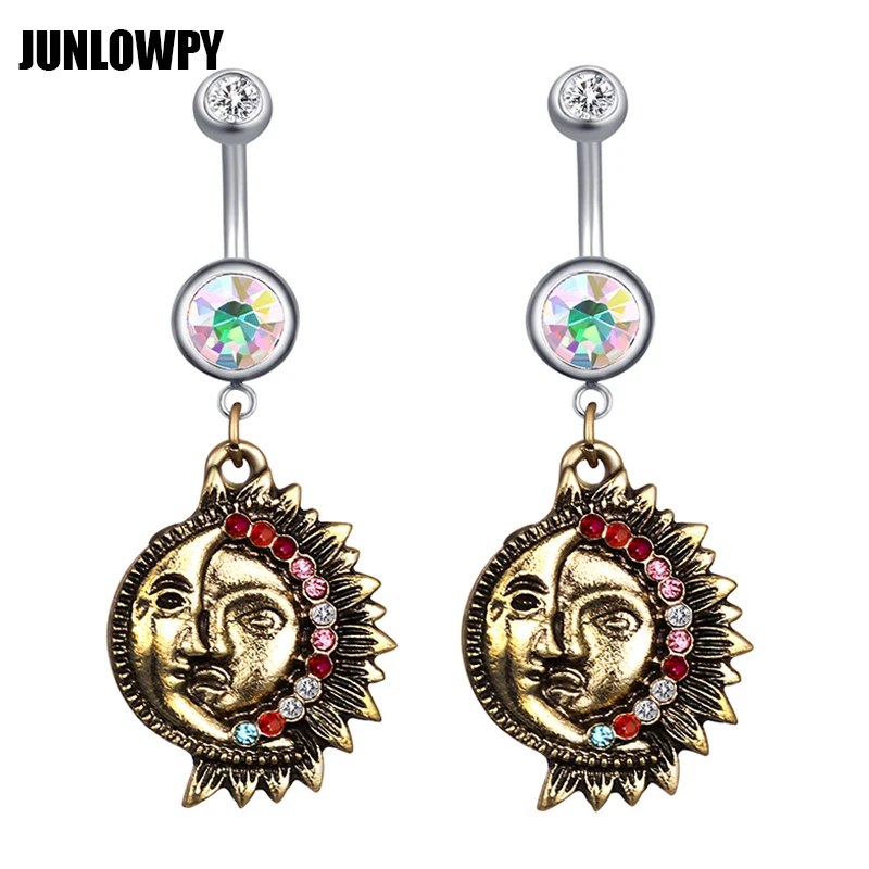 JUNLOPY 14G висячие кольца на кнопках для живота сексуальная штанга пирсинга пирсинг