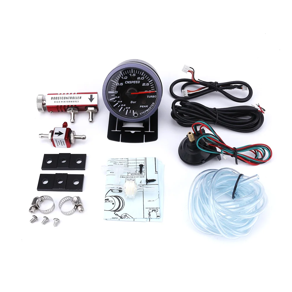 CNSPEED 60 мм Автомобильный турбо Boost Gauge 3 бар с регулируемым контроллером турбо Boost Kit 1-30PSI автомобильный измеритель в салоне - Цвет: with Red Controller