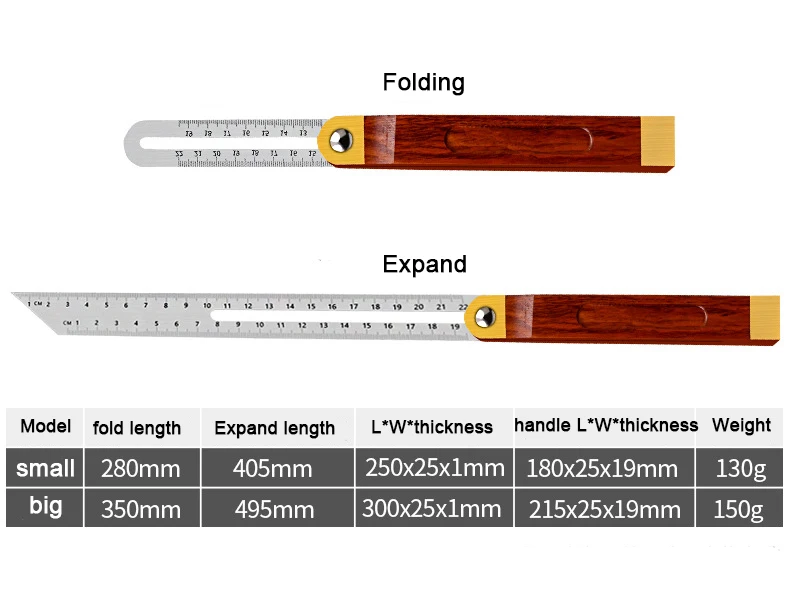 

Multi Angle Woodworking Ruler Template Measuring Tool Instrument Brick Tile Wood Corner Products Foldable Ruler Protractor