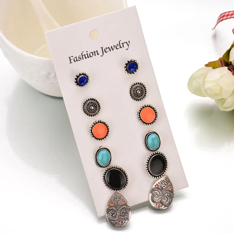 6 пар/компл. супер ценный синий камень в богемном стиле тотемный элемент Капля