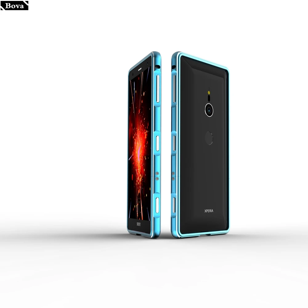 Небесно-голубой Чехол для sony Xperia Xz2 и XZ2 компактный роскошный чехол с металлической рамкой Роскошный чехол для телефона Ультратонкий алюминиевый бампер - Цвет: Небесно-голубой