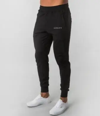 Black ALPHALETE брендовые осенне-зимние мужские спортивные штаны для фитнеса, модные хлопковые брюки-карандаш, брюки для бодибилдинга, высококачественные штаны для бега - Color: Black