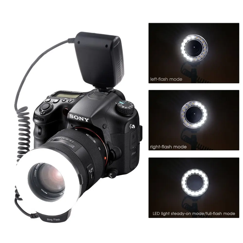 Spash RF-600E светодиодный светильник для макросъемки Кольцевая вспышка Speedlite для камеры sony Flash 18 шт. SMD светодиодный светильник для видео с 8 переходными кольцами