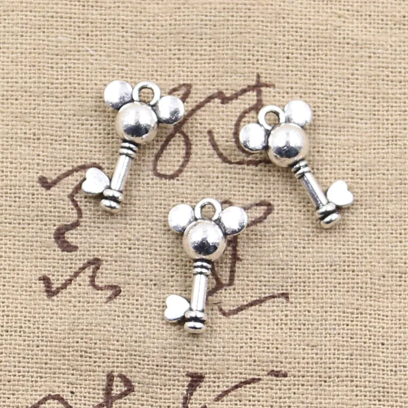 20 штук Подвески мышь самое сердце ключ 19x12 мм Античная Подвеска fit винтажные