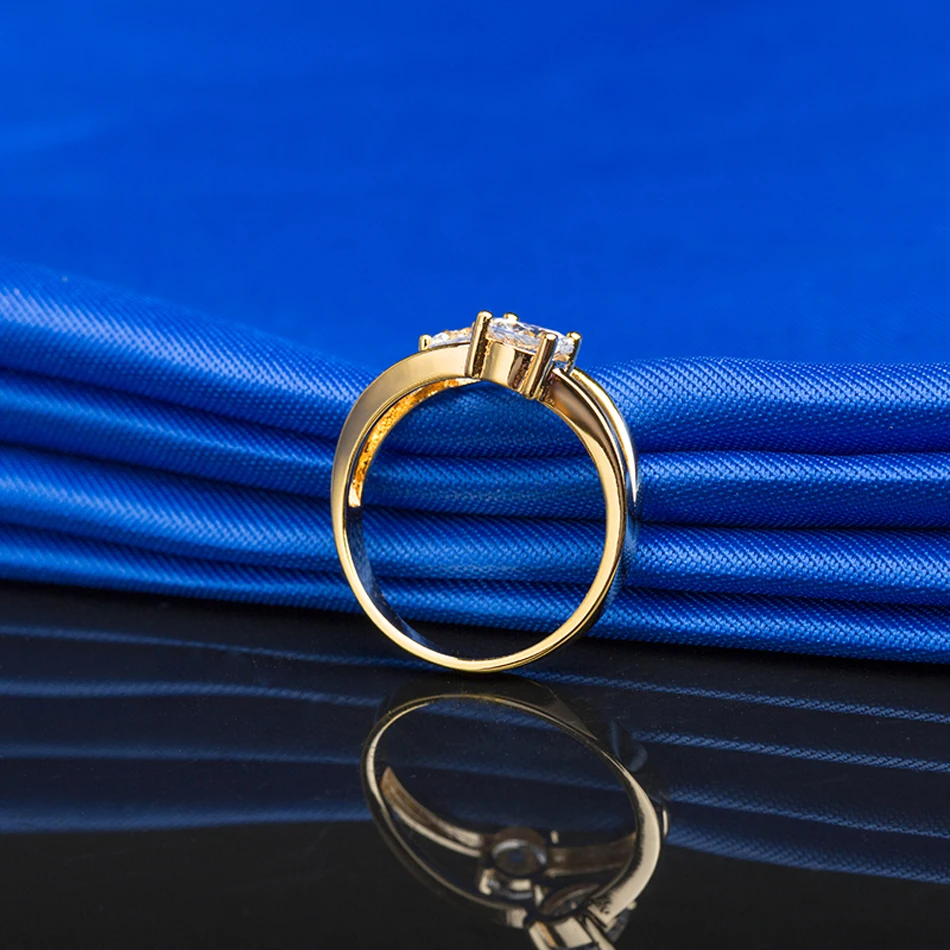Brilliant Gold Color With AAA Clear CZ Cubic Zirconia Engagement Women Ring Jewelry Factory Direct Dropshipping Discount | Украшения и