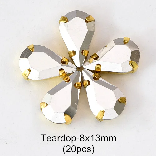 Teardrop 8x13mm G Рудник Серебряный 11 формы пришить Стразы с когтями головистой формы Стекло с украшением в виде кристаллов Высокое качество пришить коготь стразы для одежды B3793 - Цвет: Teardrop 8x13mm G