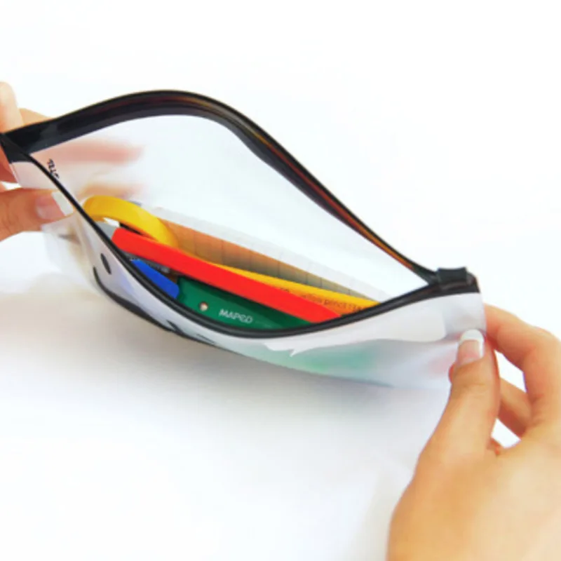 2017 с милым смайлом Усы слайдер папка на молнии упаковочная из ПВХ Прозрачный