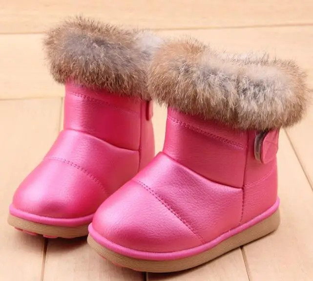 2018 зимние модные детские ботинки для девочек теплые плюшевые с мягкой подошвой
