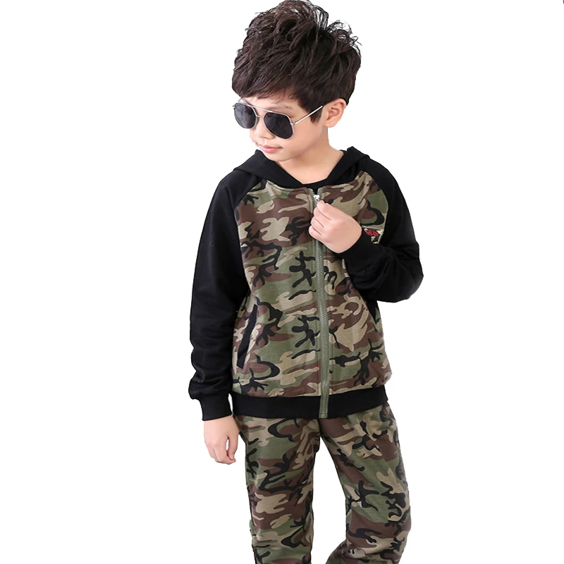 Детский комплект одежды камуфляжные спортивные костюмы для мальчиков осенний