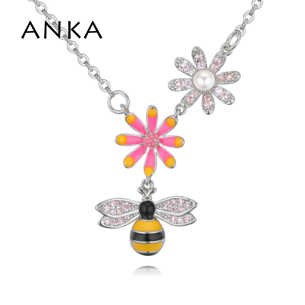 

ANKA Women's Jewelry Bee Pendant Necklace Set With AAA Cubic Zirconia Fashion Office Lady Necklace Set Gift #132393