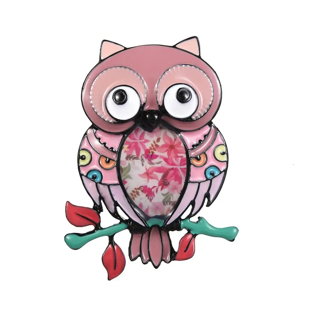Cring Coco Pink Owl Brooches Badges Pins Elegant Vintage Fashion Animal Bird Accessories Metal Wedding Hijab Brooch Pin | Украшения и